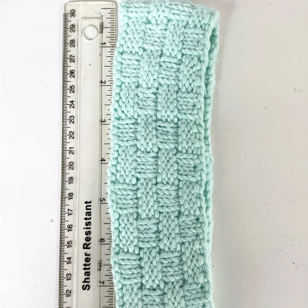 Skincare Washcloth Headband Spa Set Hand Crafted Teal Mint Green Knit Cotton